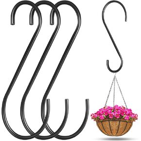 12 حزمة 24 بوصة كبيرة S السنانير لتعليق النباتات المعدنية السوداء شماعات شجرة طويلة السنانير النباتية السنانير تعليق في الهواء الطلق لفرع شجرة، تغذية الطيور، سلة، فانوس حديقة خزانة داخلية in Kuwait