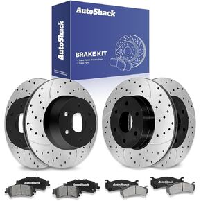 AutoShack Brake Kit Replacement for GMC Safari Yukon Sierra 1500 Classic Chevrolet Silverado 1500 Astro Front Rear Drilled & Slotted E-Coated Disc Brake Rotors Ceramic Brakes Pads SCD785PR65068 in Saudi Arabia