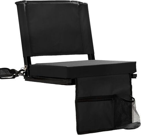 Stadium Seats with Back Support for Bleachers, Folding Bleacher Chairs with Back and Cushion, Padded Seat with Shoulder Strap, Large Mesh Pocket & Carry Handle, Orange in Kuwait