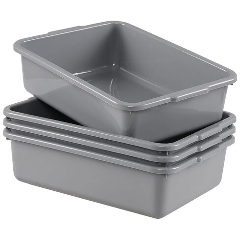 4 Pack 22 L Commercial Bus Tub Box, Black Plastic Rectangle Dish Tub Basin, R in Kuwait