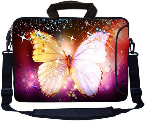 LSS 15.6 بوصة أكمام كمبيوتر محمول متوافق مع Acer و Asus و Dell و HP و Sony و MacBook والمزيد | حمل حقيبة الحافظة مع مقبض وحزام كتف قابل للتعديل ، زهرة زهرية وردية وردية وردية in Kuwait