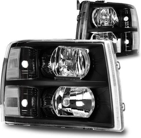 Full LED Headlight Assembly Replacement for 2007-2013 Chevy Silverado 1500 07-14 Silverado 2500HD 3500HD 2500 3500 HD [DOT] DRL Amber Sequential Turn Signal Driver Passenger Headlamp Bulb in Saudi Arabia