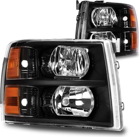 Full LED Headlight Assembly Replacement for 2007-2013 Chevy Silverado 1500 07-14 Silverado 2500HD 3500HD 2500 3500 HD [DOT] DRL Amber Sequential Turn Signal Driver Passenger Headlamp Bulb in Saudi Arabia