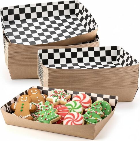 Red Red White Checkerboard Paper Mutrays 5 LB Hight Duty Kraft Paper Food Food Boats 10.2 × 7.1 × 2 بوصة in Kuwait