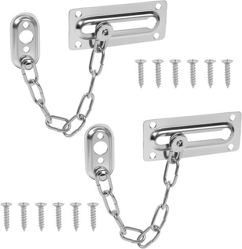 2 Pack Door Chain Lock, Heavy Duty Stainless Steel Locks for Inside Door, Durable and Rust-Proof, Child and Pet Safety Lock for Bedroom, Apartment, Hotel in Saudi Arabia