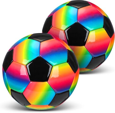 Retisee 2 PCS Rainbow Soccer Ball مع المضخة الرسمية الحجم الداخلي في الهواء الطلق ناعمة كرة القدم القابلة للنفخ للطفل للطفل في سن المراهقة للبالغين لممارسة لعبة in Kuwait