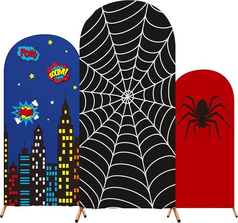 3 PCS Spider Web shown Arch Backdrop Cover Arch Arch Covers SPANDEX Backdrop Stand 4ft ، 5ft ، 6ft for Wedding Birthday حفلات الحفل التصوير الفوتوغرافي in Kuwait