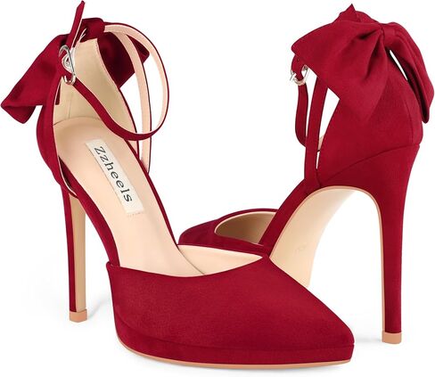 Zzheels Women's Pointed Toe Platform Stiletto Heels | Bow Pumps, Ankle Strap, Dress Heels in Saudi Arabia