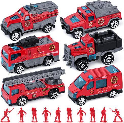 Lovestown 50PCS Fire Truck Tuy Set ، 6pcs Die-Cast Small Rescue Metters Red Fire Trust in Saudi Arabia