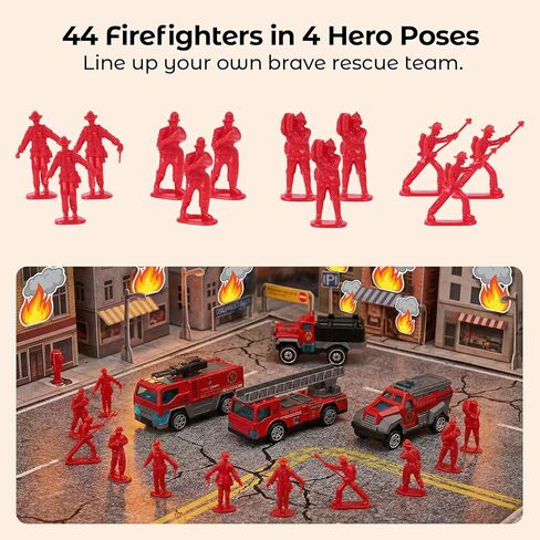 Lovestown 50PCS Fire Truck Tuy Set ، 6pcs Die-Cast Small Rescue Metters Red Fire Trust in Saudi Arabia