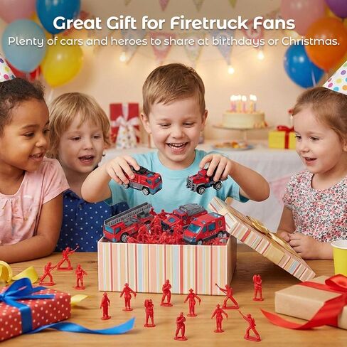 Lovestown 50PCS Fire Truck Tuy Set ، 6pcs Die-Cast Small Rescue Metters Red Fire Trust in Saudi Arabia