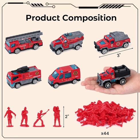Lovestown 50PCS Fire Truck Tuy Set ، 6pcs Die-Cast Small Rescue Metters Red Fire Trust in Saudi Arabia