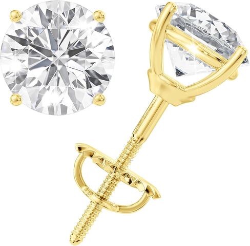 أقراط مسمار Moissanite ، 0.5CT-2CT D Color VVS1 Clarity Moissanite 14K Gold Plated 925 Sterling Silver Moissanite أقراط للنساء in Kuwait