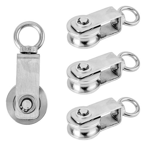 4 Pack M50 Lifting Single Pulley, 3/8" Heavy Duty 304 Stainless Steel Single Pulley Snatch Block, Towing Pulley Wheel with Swivel Hook for Industrial & Outdoor, Household Project in Kuwait