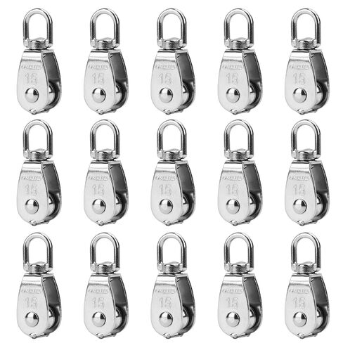 4 Pack M50 Lifting Single Pulley, 3/8" Heavy Duty 304 Stainless Steel Single Pulley Snatch Block, Towing Pulley Wheel with Swivel Hook for Industrial & Outdoor, Household Project in Kuwait
