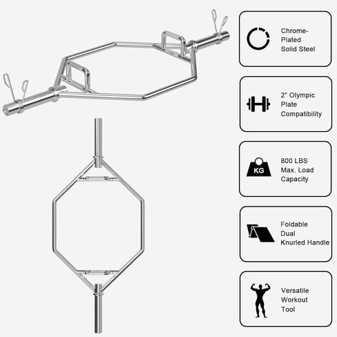 Gymax Olympic Polling Bar - 56 "chrome hex hex exiture bar for quats ، deadlifts ، trurgs & power pows ​​- 800 £ in Saudi Arabia