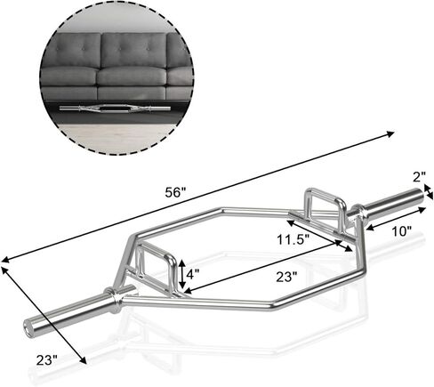 Gymax Olympic Polling Bar - 56 "chrome hex hex exiture bar for quats ، deadlifts ، trurgs & power pows ​​- 800 £ in Saudi Arabia