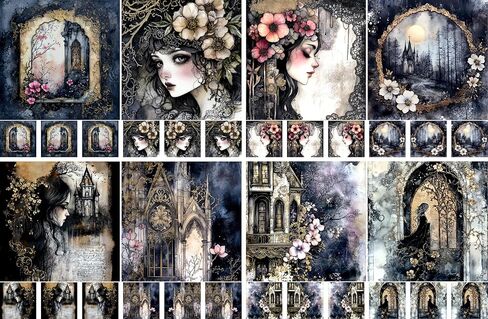 Gothic Roses Rice Papers, 11.5 x 11.5 inch (2 Sheets) – Decoupage Paper 8X Designs for Collage, Mixed Media, Card Making & Crafts, Decoupage by CRAFT KREATIVELY in Saudi Arabia