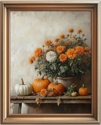 Halloween Decor Print Pumpkins Still Life Painting Rustic Fall Art Vintage Autumn Wall Print Halloween Autumn Decor Fall Wall Art, Seasonal Prints (11 X 14 INCH Print Unframed) in Saudi Arabia
