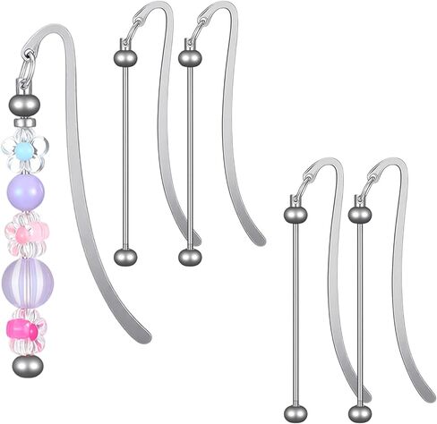 20 Pcs Beadable Bookmarks DIY Metal Blank Bar Bookmark for Beads, Beaded Craft Jewelry Pendant Charm Gift for Book Lovers, Students, Teachers, Office Supplies, Silver in Saudi Arabia