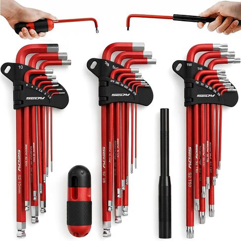 SEDY 32-Piece Hex Key Wrench Set, Metric and SAE Allen Wrenches (0.028-3/8 inch, 0.7-10 mm) L Shape Allen Keys, Chrome Vanadium Steelwith 2x Extension Handle in Kuwait