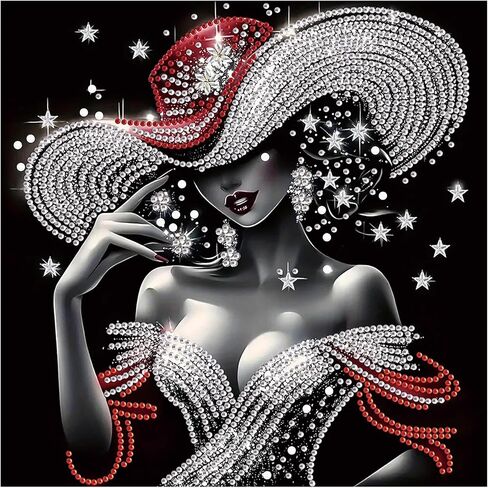 DPDAKIT Diamond Painting Kits, 5D Woman Special Shape Diamond Art Kits for Adults, Crystal Rhinestones Flower Woman Diamond Art Craft for Beginners DIY Home Wall Decor Gift, 12 × 12 Inches in Saudi Arabia