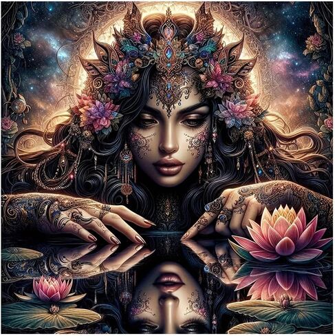 DPDAKIT Diamond Painting Kits, 5D Woman Special Shape Diamond Art Kits for Adults, Crystal Rhinestones Flower Woman Diamond Art Craft for Beginners DIY Home Wall Decor Gift, 12 × 12 Inches in Saudi Arabia