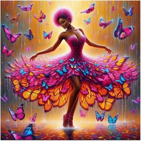 DPDAKIT Diamond Painting Kits, 5D Woman Special Shape Diamond Art Kits for Adults, Crystal Rhinestones Flower Woman Diamond Art Craft for Beginners DIY Home Wall Decor Gift, 12 × 12 Inches in Saudi Arabia
