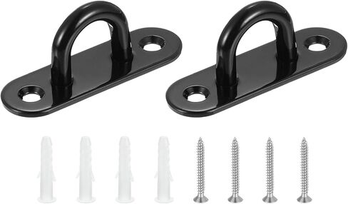 uxcell 2 Pcs Pad Eye Plate, 3.1 Inch 304 Stainless Steel Ceiling Hooks Marine Hanging U Hook with Screws & Anchors for Securing Hanging, Black in Saudi Arabia