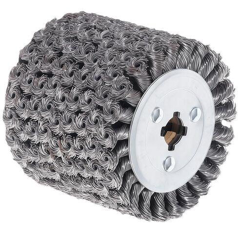 4.7"x4" Carbon Steel Wire Brush Drum Surface Conditioning Tool, 0.3mm (0.012") Abrasive Wire Wheel for Metal Polishing, Grinding, Rust Removal with 3/4" Quad Keyway in Kuwait
