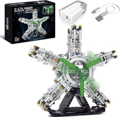طقم بناء محرك الطائرات للبالغين ، لعبة Mini Model Model مع Motor & Hand Rocker ، متوافقة مع مجموعة Lego Airplane ، وفكرة الهدية للأطفال والمراهقين الأولاد 8-14 (635 جهاز كمبيوتر) in Kuwait