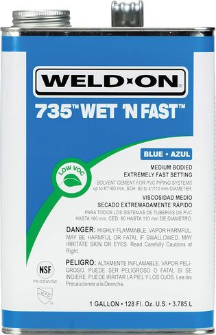 WELD-ON 10162 721 PVC Medium-Bodied High Strength Solvent Cement - Fast-Setting and Low-VOC, Blue, 1 Pint (16 fl oz) in Kuwait