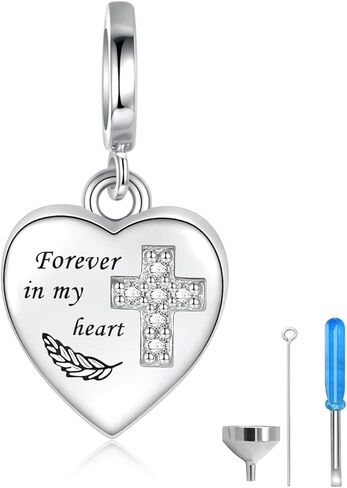 Sterling Silver Urn Charms for Ashes Dog Cremation Charm for Women Fit Bracelet Heart Bead Dog Paw Memorial Keepsake Pendant Cremation Jewelry for Women in Kuwait