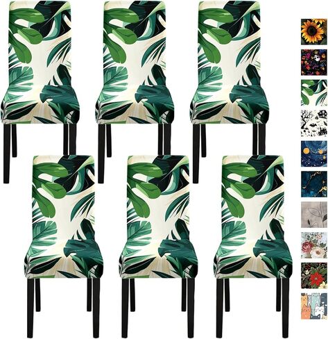 أغطية كرسي عباد الشمس لغرفة الطعام - أغطية زهرية تمتد مع عباد الشمس الصفراء الزاهية على الخلفية المظلمة - حماة مقاعد زخرفية قابلة للغسل للمطبخ ، الصيف ، ديكور المزرعة ، مجموعة من 6 in Kuwait