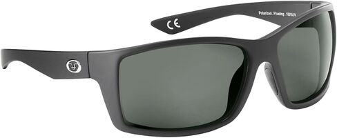 Flying Fisherman Rafter Polarized Rectangular Floating Sunglasses, Matte Black Frame/Blue Mirror Lens, Medium in Kuwait