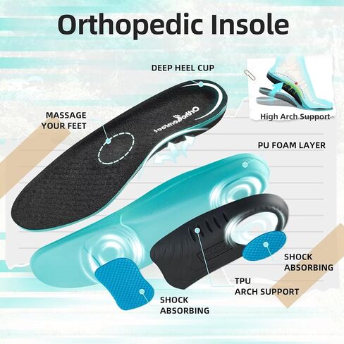 أحذية مشي مريحة لتقويم العظام من OrthoComfoot مع دعم قوس للرجال، أحذية مبطنة لتخفيف التهاب اللفافة الأخمصية، أحذية رياضية عصرية لتقويم العظام قابلة للتنفس لألم القدم والكعب in Kuwait