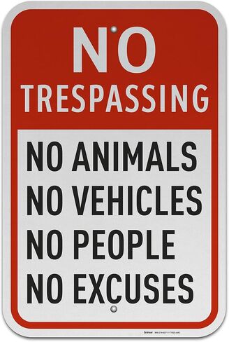 Brimar- 10"x14" Private Property No Trespassing Sign - Rust Free Weatherproof Aluminum, Easy Installation, Clear Warning for Unauthorized Access. in Saudi Arabia