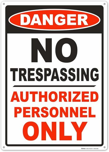 Brimar- 10"x14" Private Property No Trespassing Sign - Rust Free Weatherproof Aluminum, Easy Installation, Clear Warning for Unauthorized Access. in Saudi Arabia