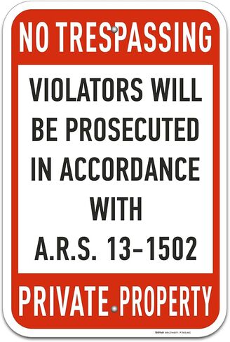 Brimar- 10"x14" Private Property No Trespassing Sign - Rust Free Weatherproof Aluminum, Easy Installation, Clear Warning for Unauthorized Access. in Saudi Arabia