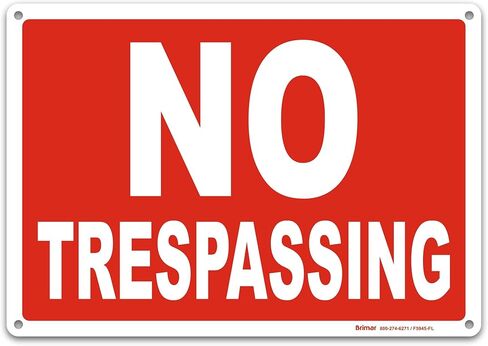 Brimar- 10"x14" Private Property No Trespassing Sign - Rust Free Weatherproof Aluminum, Easy Installation, Clear Warning for Unauthorized Access. in Saudi Arabia
