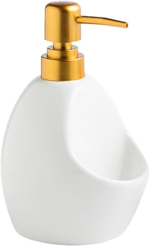 Black Ceramic Soap Dispenser with Sponge Holder – Matte Refillable Dish Soap Pump for Kitchen Sink, 2-in-1 Sink Organizer Tray – Sleek Modern Countertop Accessory in Saudi Arabia