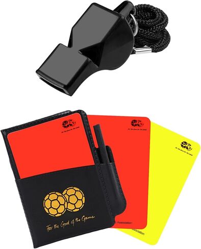 Soccer Referee Kit - Brightly Colored Red and Yellow Soccer Referee Cards and Whistle Made of Thick Premium Plastic with Cord, Loud and Clear Whistle Great for Coaches, Refereers, Lifeguards, Training in Saudi Arabia