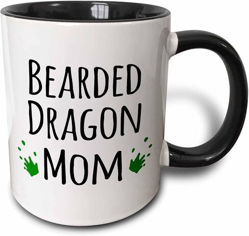 3dRose Bearded Dragon Mom Mug, 11 oz, Black in Saudi Arabia