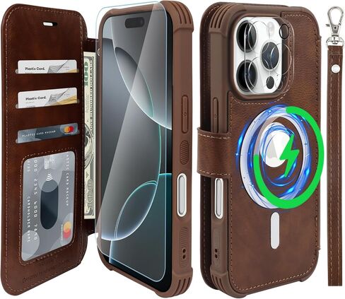 VANAVAGY Wallet Case for iPhone 16 for Magsafe, Rose Gold in Saudi Arabia