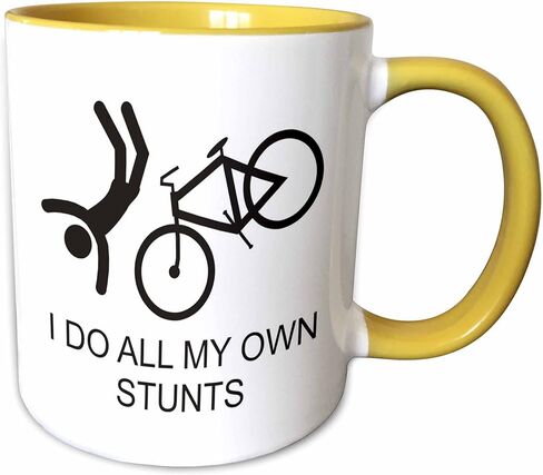 كوب 3dRose I Do All My Own Stunts بلونين، 11 أونصة، أسود in Kuwait