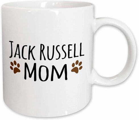كوب 3dRose Jack Russell Dog Mom، 11 أونصة، أسود in Saudi Arabia