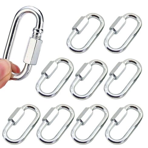 10 Pcs 5/32" Chain Hooks Quick Links,Screw Carabiner Chain Coupler, O Shape Locking Quick Chain Links for Outdoor Traveling Equipment and Hammock, Camping (M4) in Kuwait