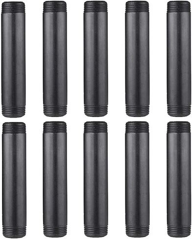 10 Pack 1 Inches x 10 Inches Black Malleable Steel Nipples Fitting, DIY Steampunk Industrial Vintage Style. in Saudi Arabia