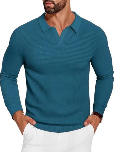 Coofandy Mens Sweater Polo Sweater v-nock long sleeve lightweight lightweight dress dress spulover fall spefents in Saudi Arabia