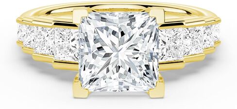 خاتم الخطوبة Msblue Moissanite ، درج الأميرة Cut ، 14K أبيض الذهب فيرميل ، in Kuwait
